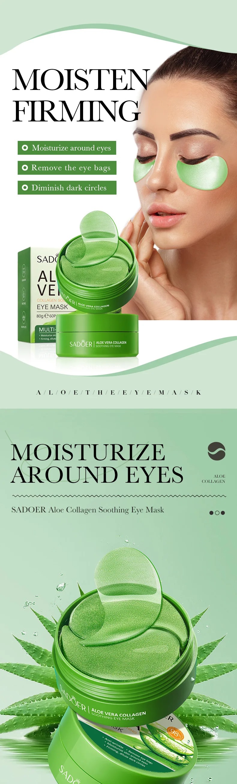 60pcs Aloe Vera Collagen Eye M - Collagen Sheet Mask 评论和价格